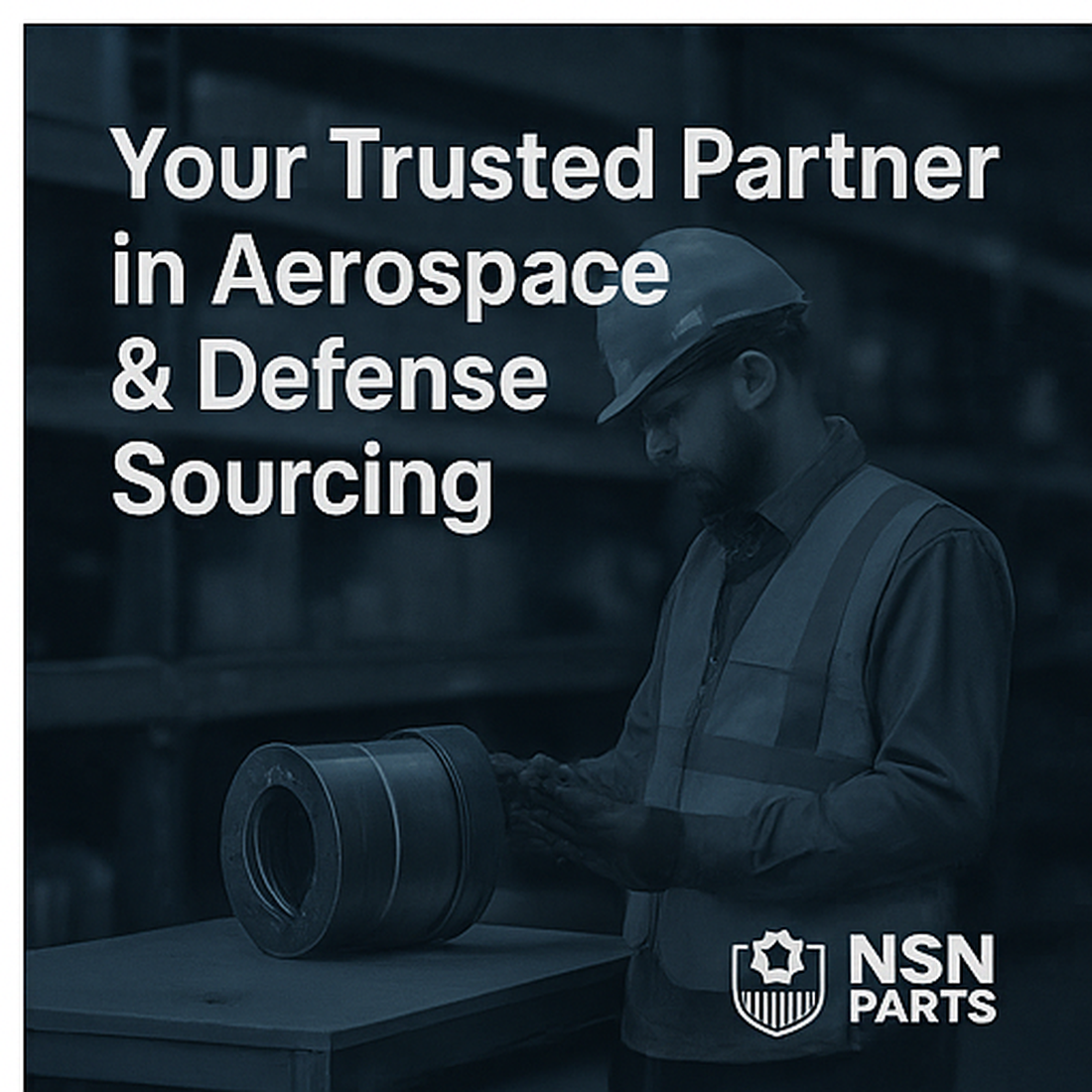 Quality control inspection of aerospace components for compliance with NSN standards.