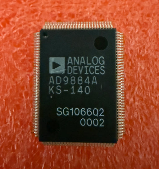 Analog Devices microchip on a textured red background