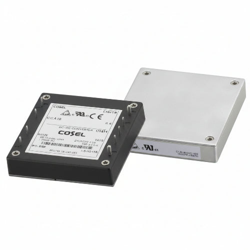 Two small  CBS1002405 rectangular electronic components on a plain white background, one with a black top and one with a silver top, both showing labels including the brand COSEL.