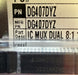 Electronic component with label showing part number DG407DYZ and description IC MUX DUAL 8:1.
