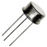 Metallic electronic component with three leads on a white background