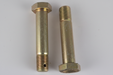 NAS6608D30 Two brass bolts on a gray background
