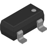 Transistor in a SOT-23 package on a white background